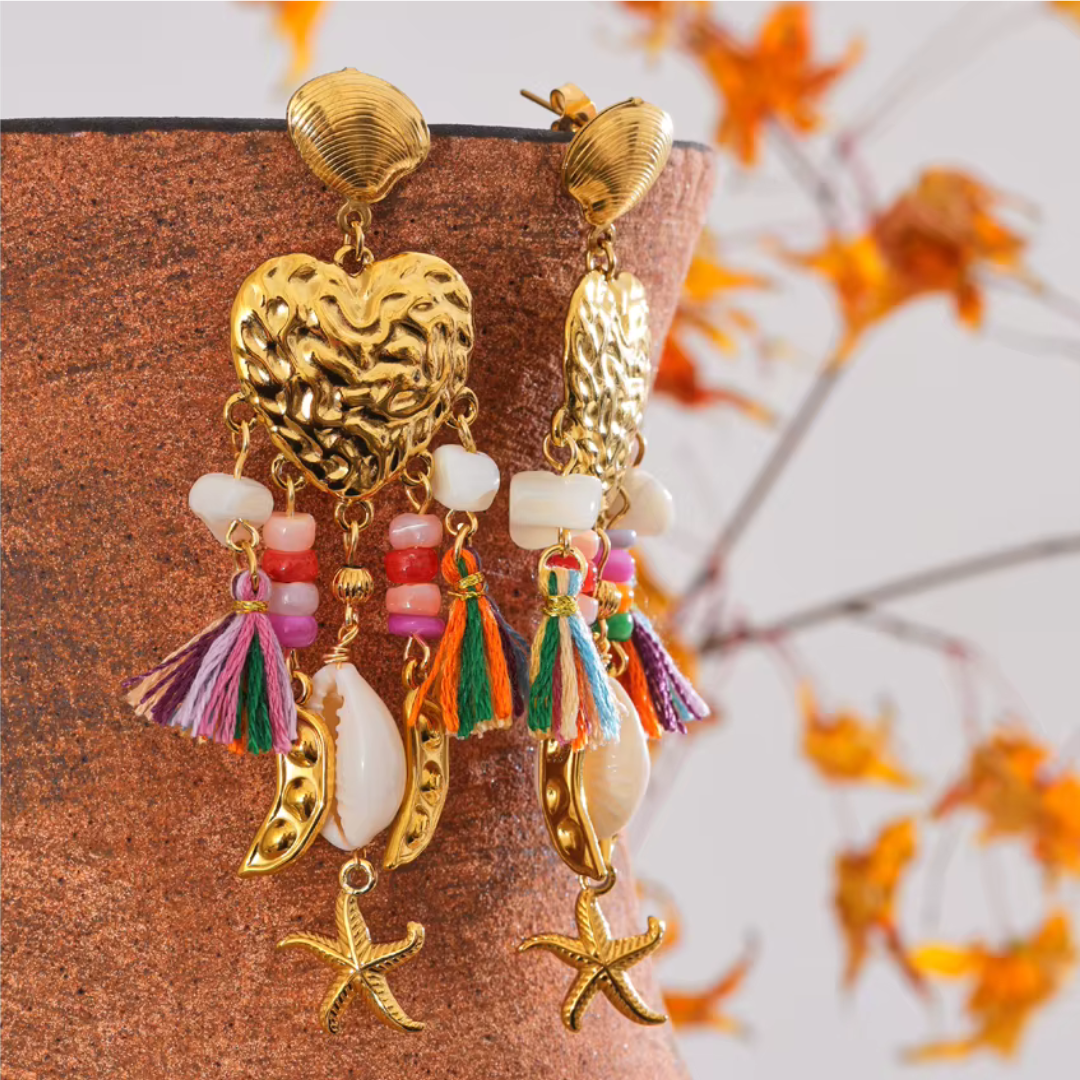 Pendientes con borlas de romance costero - Hechos a mano