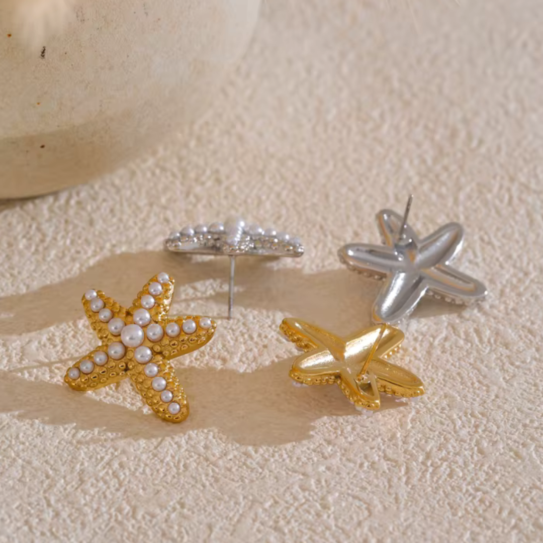 Pendientes de perlas de estrella de mar