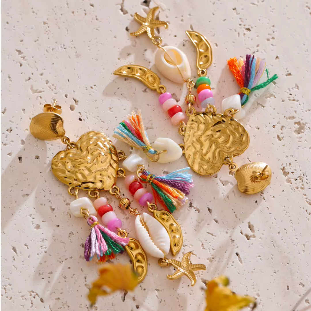Pendientes con borlas de romance costero - Hechos a mano