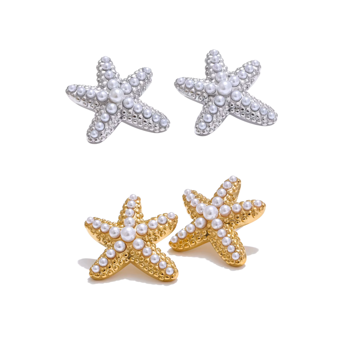 Pendientes de perlas de estrella de mar