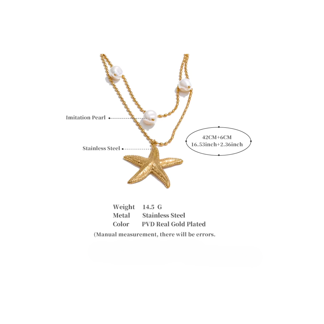 Collar de doble capa con estrella de mar costera