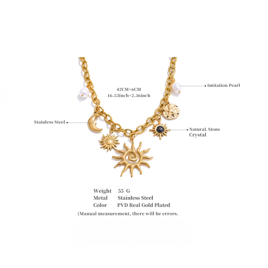 Collar con dije celestial dorado
