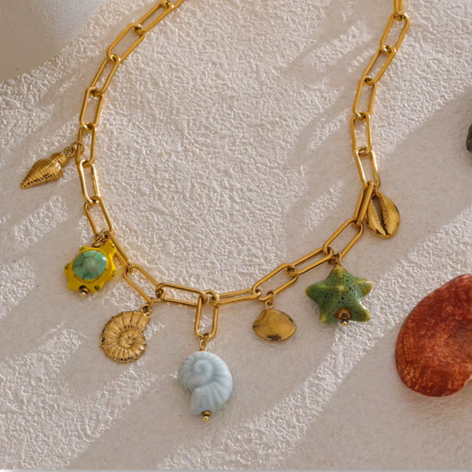 Golden Ocean Charm Necklace