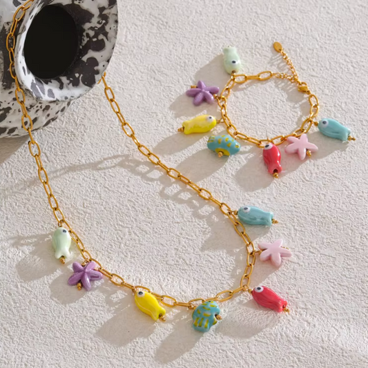 Y2K Starfish Fish Necklace or Bracelet