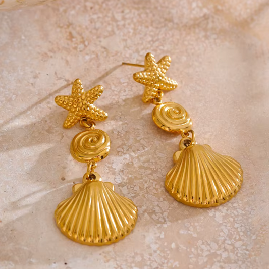 Starfish & Shell Dangle Earrings