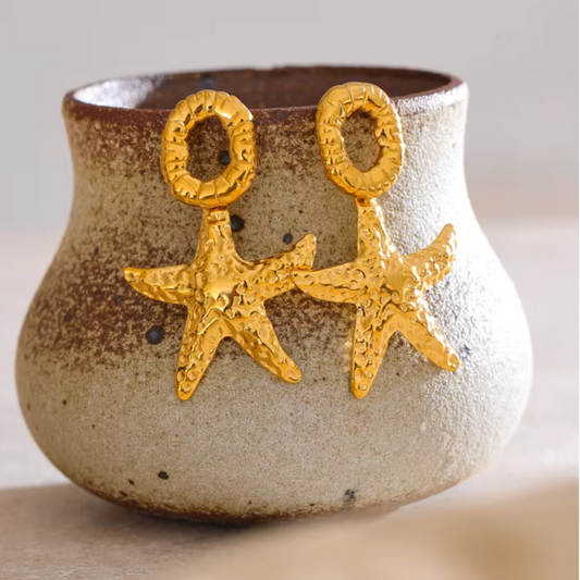 Golden Starfish Stud Earrings