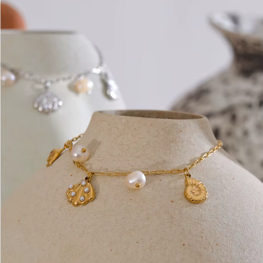 Dolphin Pearl Shell Anklet