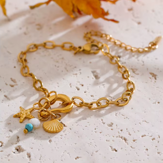 Golden Shell Charm Bracelet