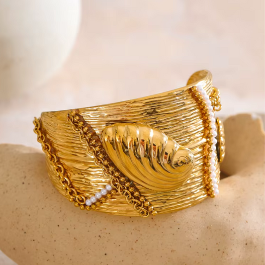 Wide Conch Shell Bangle