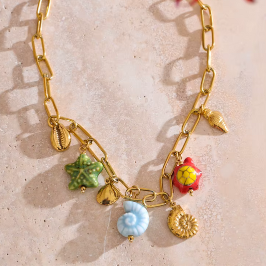 Golden Ocean Charm Necklace