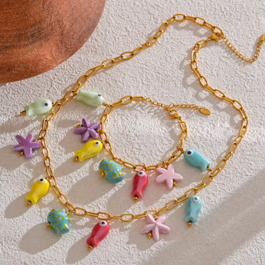 Y2K Starfish Fish Necklace or Bracelet