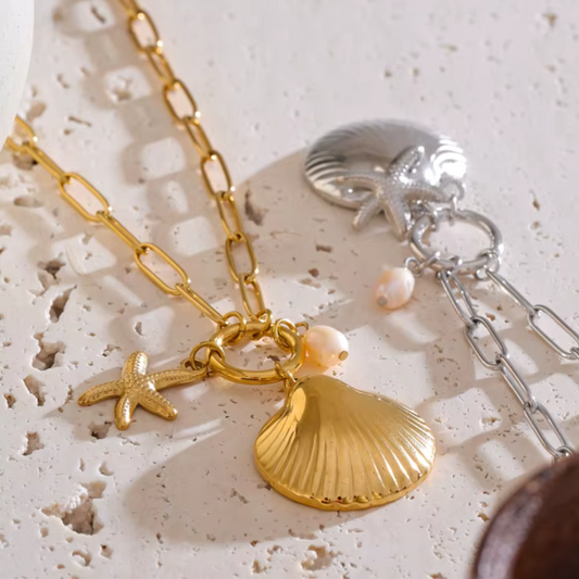 Starfish Shell Pearl Necklace