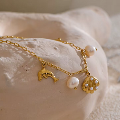 Dolphin Pearl Shell Anklet