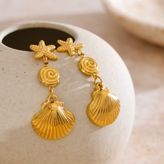 Starfish & Shell Dangle Earrings