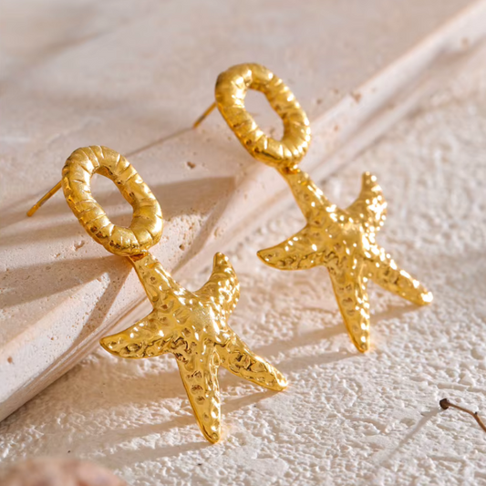 Golden Starfish Stud Earrings