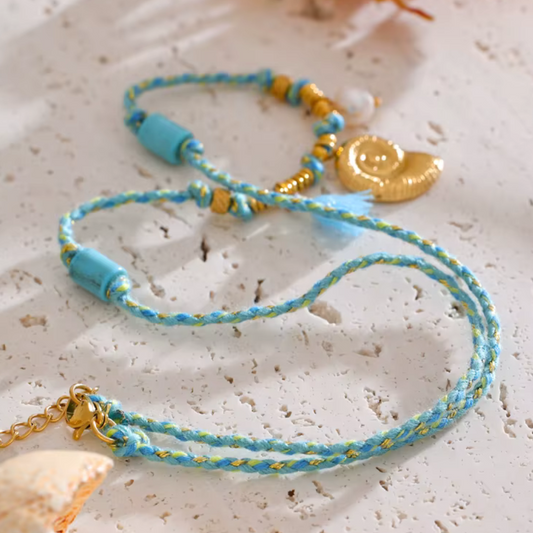 Pearl Turquoise Shell Necklace - Handmade