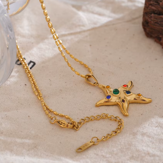 Colorful Starfish Pendant Necklace