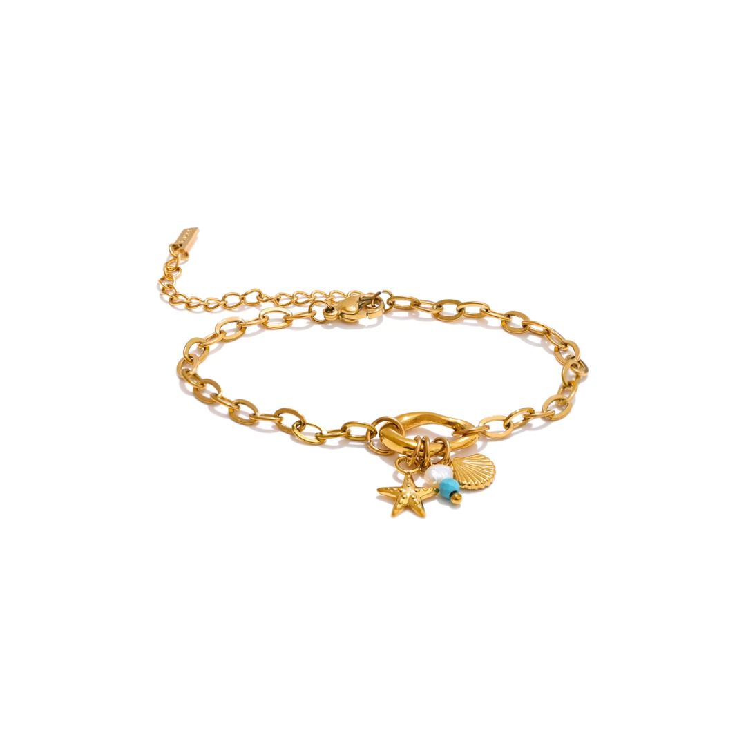 Golden Shell Charm Bracelet