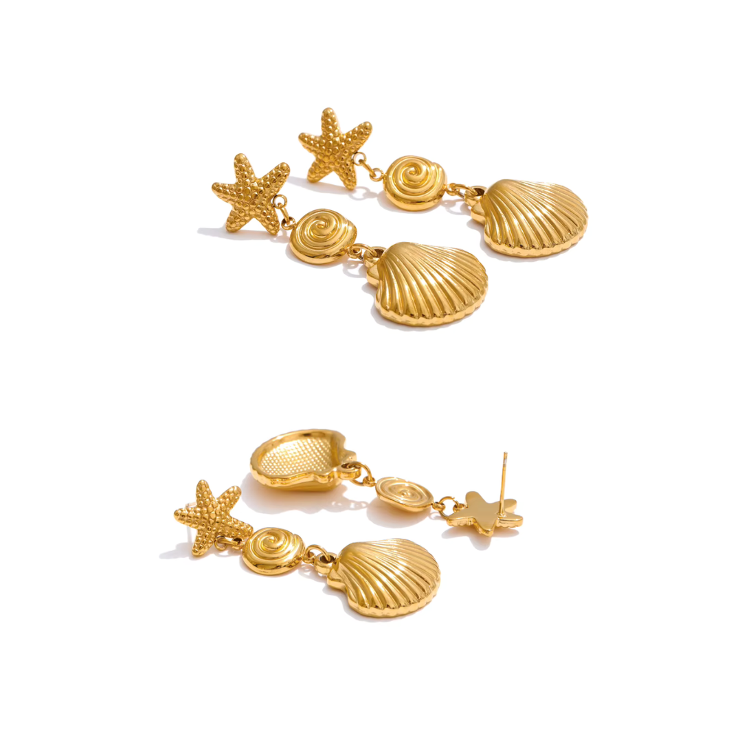 Starfish & Shell Dangle Earrings