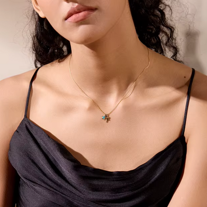 Golden Blue Starfish Necklace