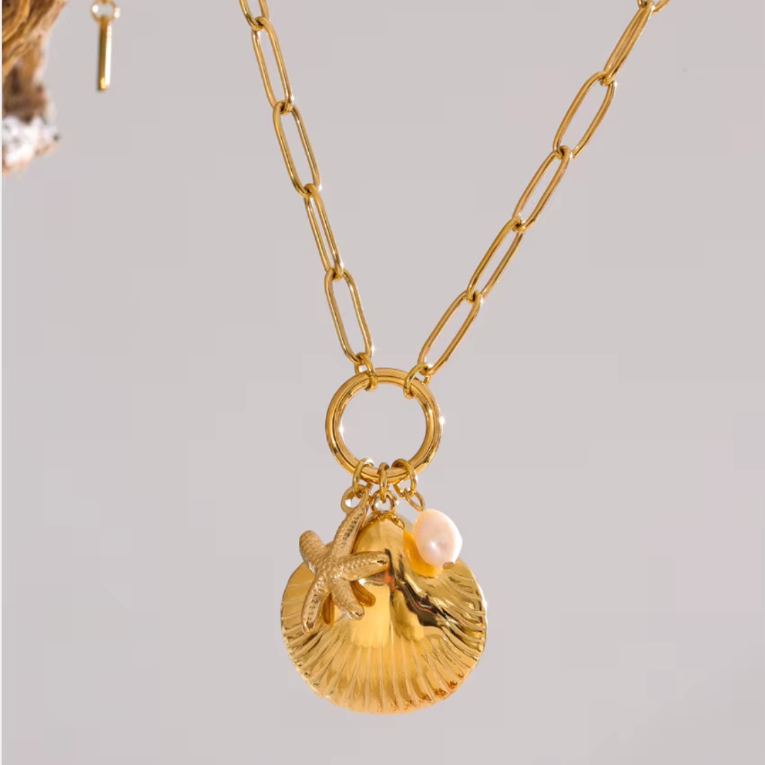 Starfish Shell Pearl Necklace