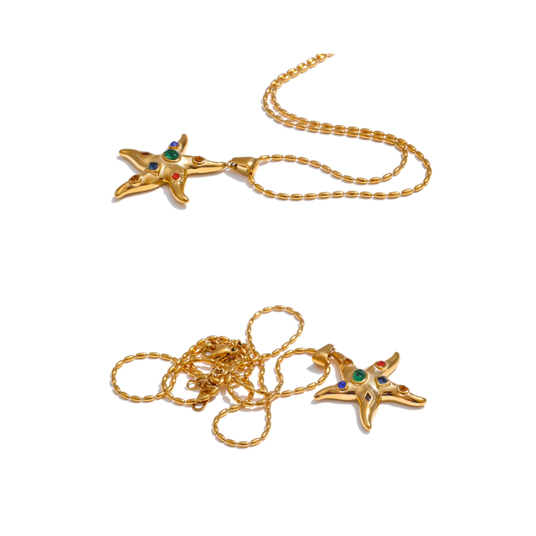 Colorful Starfish Pendant Necklace