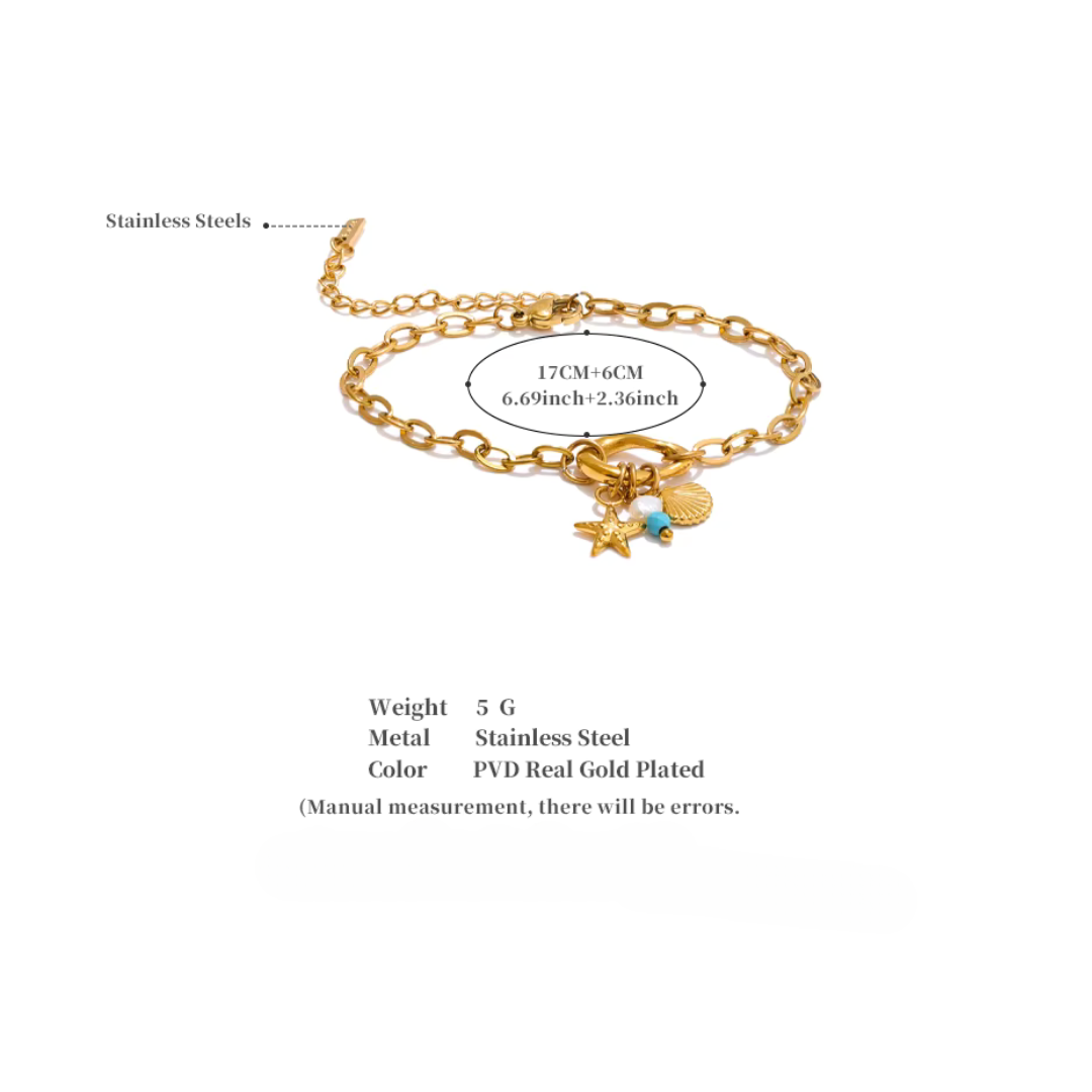 Golden Shell Charm Bracelet