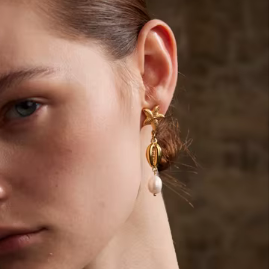 Pearl & Shell Starfish Earrings