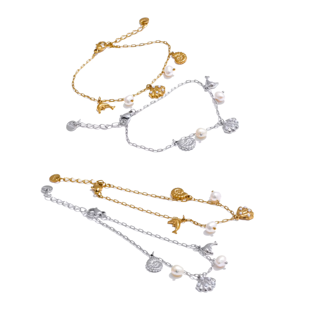 Dolphin Pearl Shell Anklet