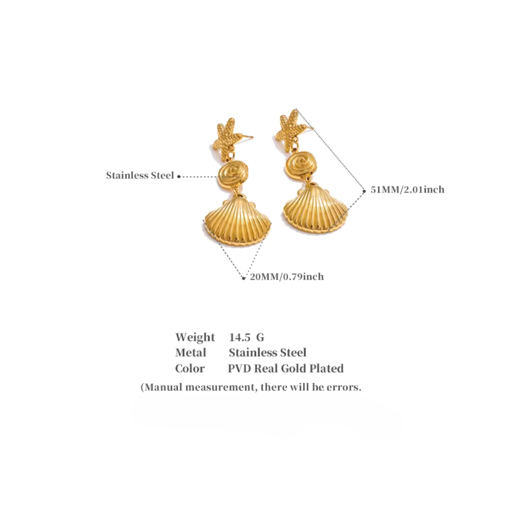 Starfish & Shell Dangle Earrings