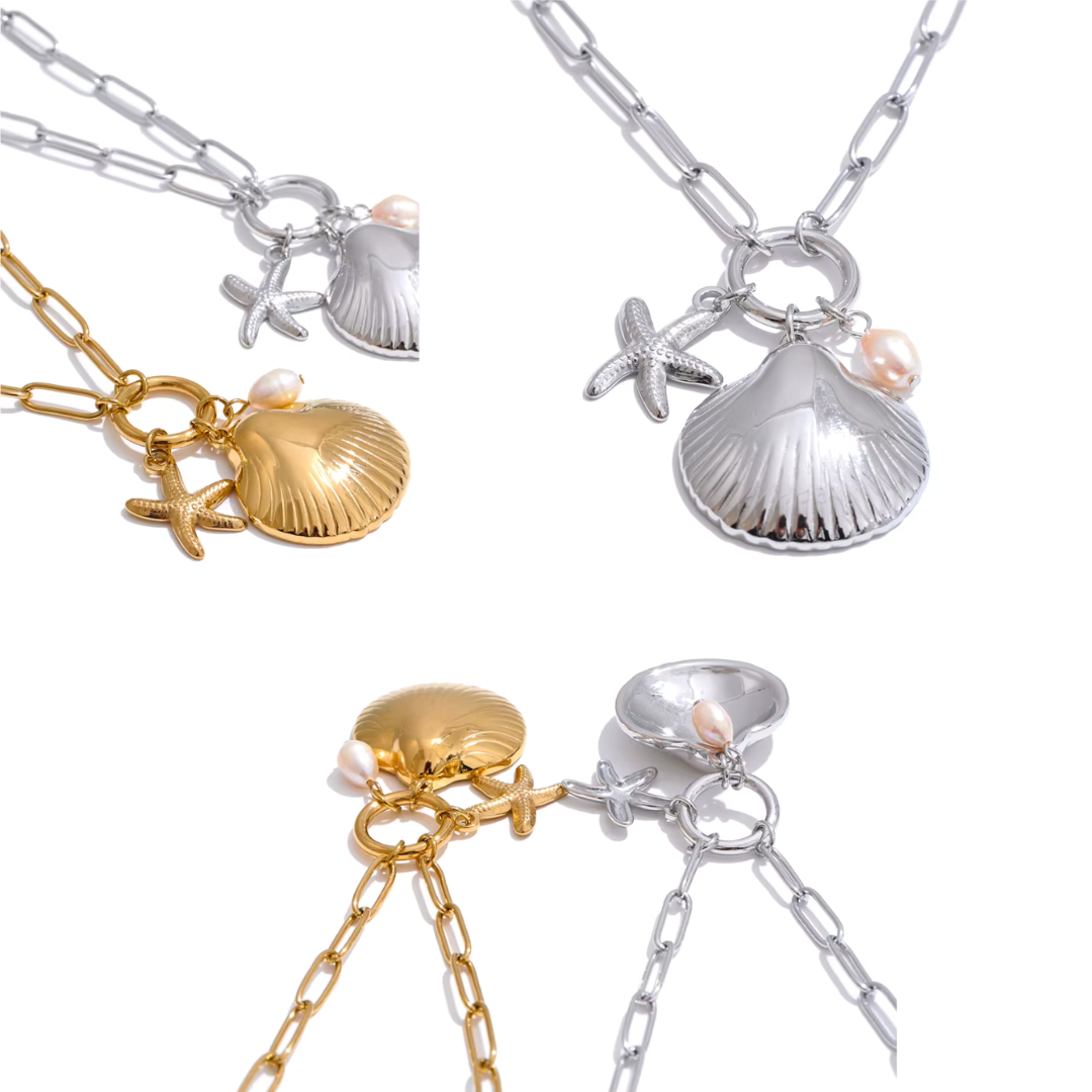 Starfish Shell Pearl Necklace