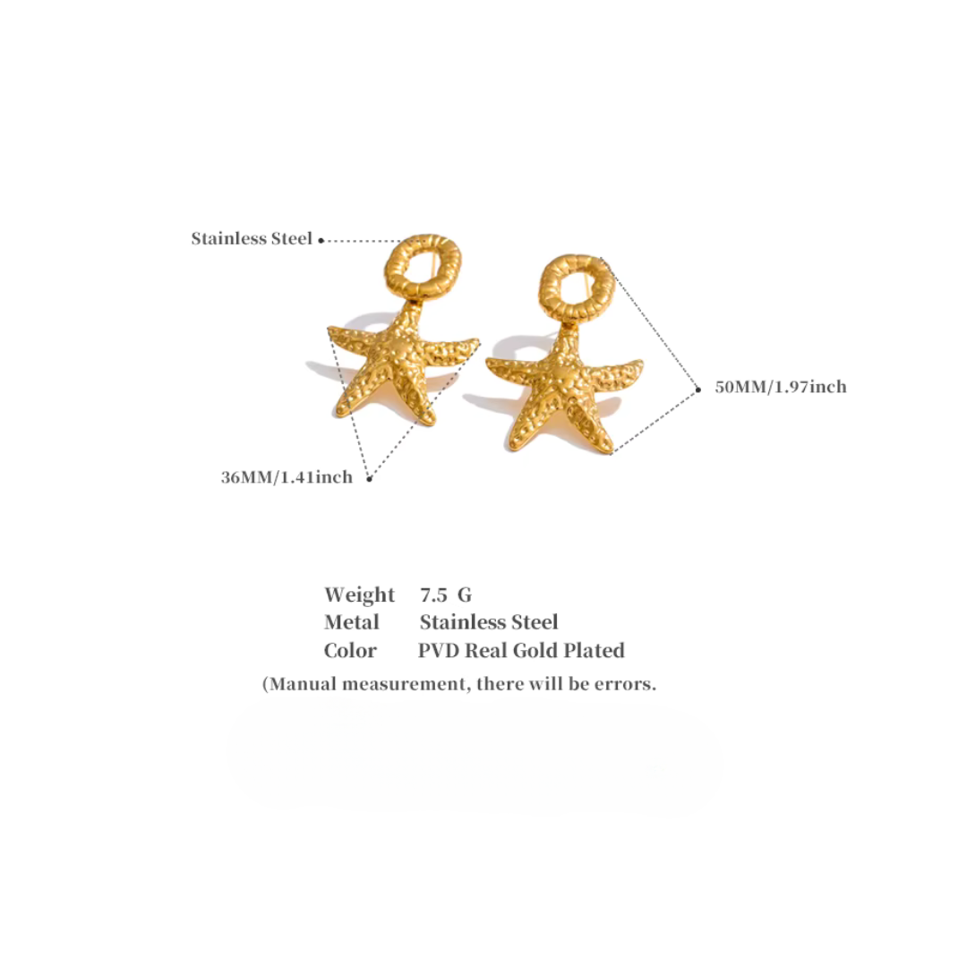 Golden Starfish Stud Earrings