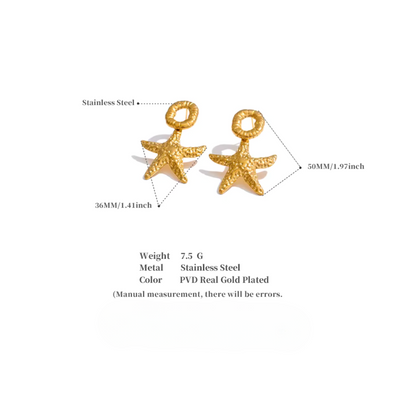 Golden Starfish Stud Earrings