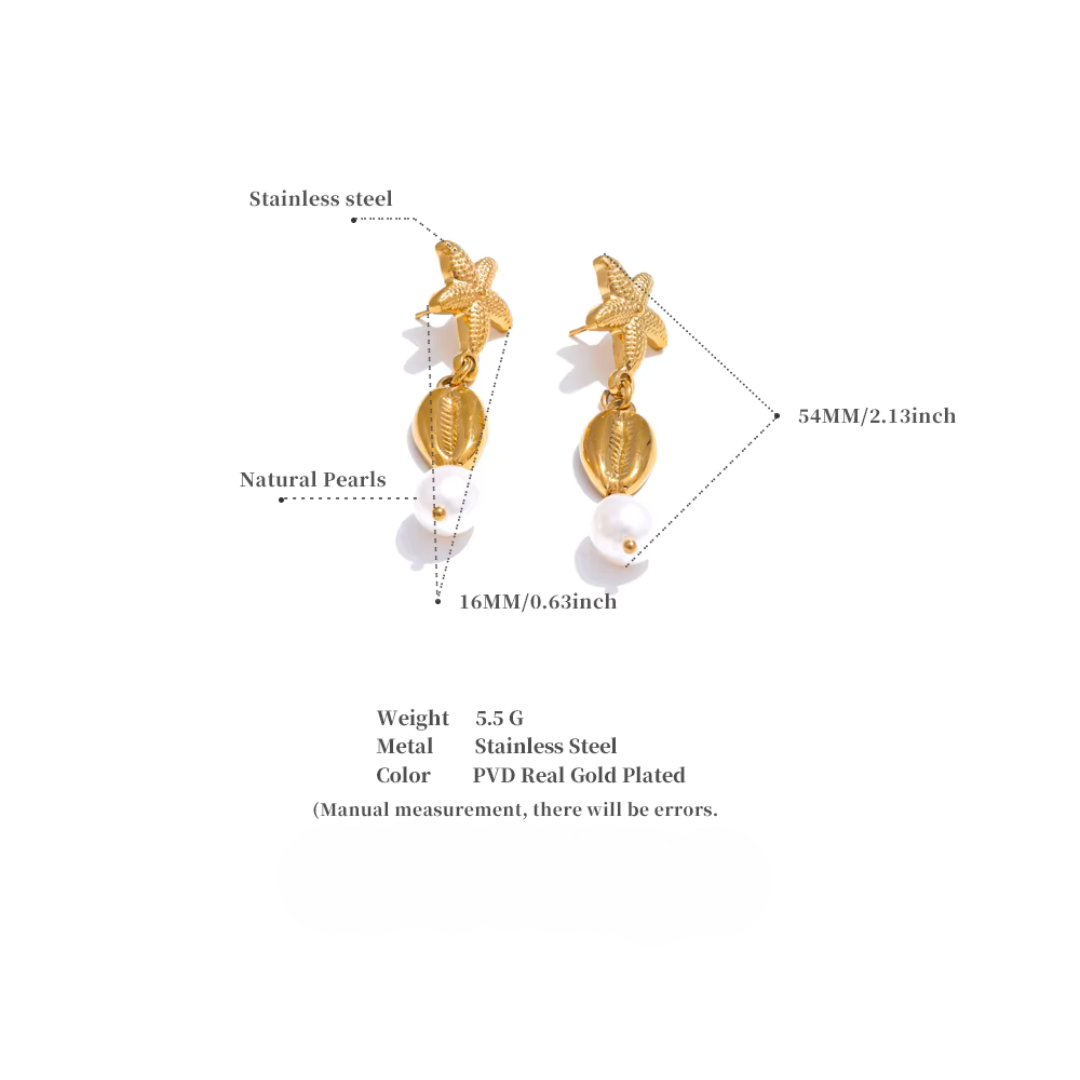 Pearl & Shell Starfish Earrings