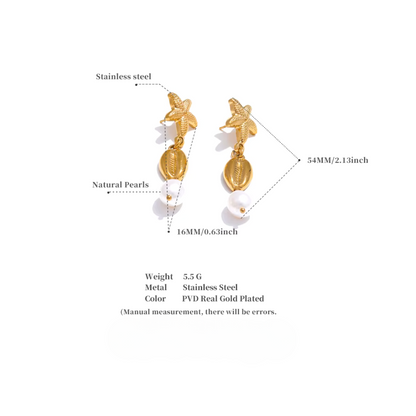 Pearl & Shell Starfish Earrings
