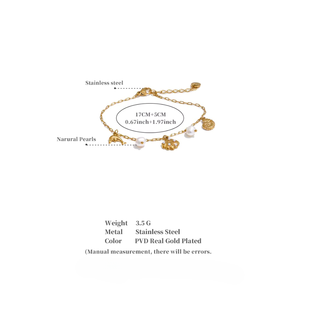 Dolphin Pearl Shell Anklet